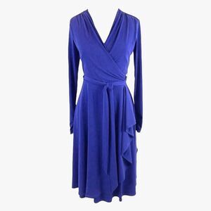 NWT Vicky Tiel Long Sleeve True Wrap Stretchy Midi Dress S